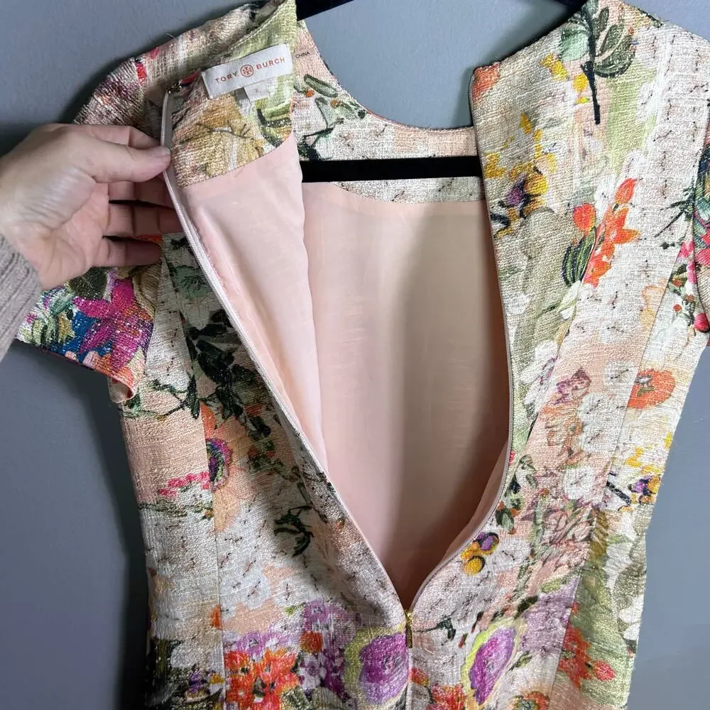 Tory Burch Dress size 2 Kaley Floral‎ Tweed pastel feminine work fairy corpcore